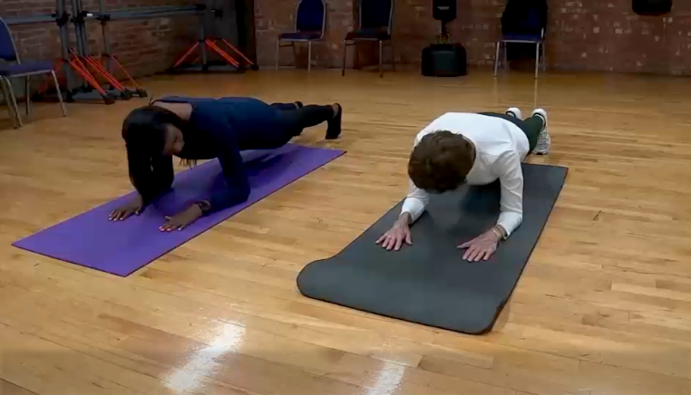 centenarian woman planking