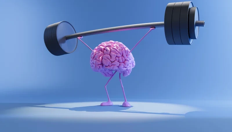 human brain lifting barbell
