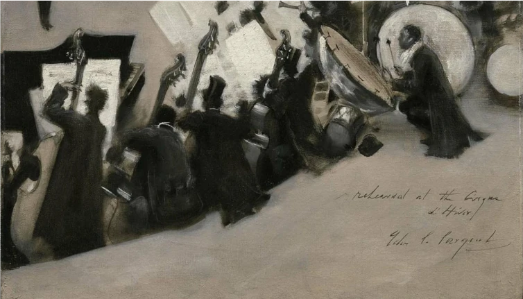 painting of orchestra rehearsal